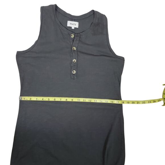 MATE THE LABEL AVERY HENLEY Midi Cotton Knit DRESS Sz L CHARCOAL GRAY Sleeveless - Picture 10 of 11
